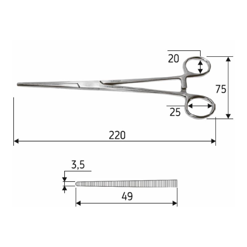 Затискач Roberts 22 cм, прямий, J-17-222, Surgicon
